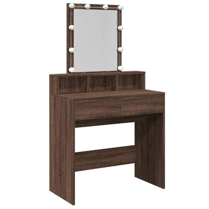 Dressing Table with LED Brown Oak 80x41x144.5 cm - Bend