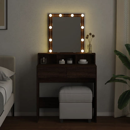 Dressing Table with LED Brown Oak 80x41x144.5 cm - Bend