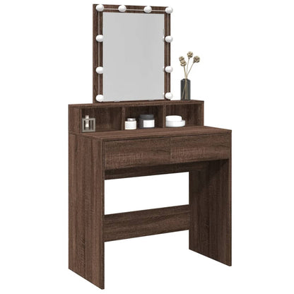 Dressing Table with LED Brown Oak 80x41x144.5 cm - Bend