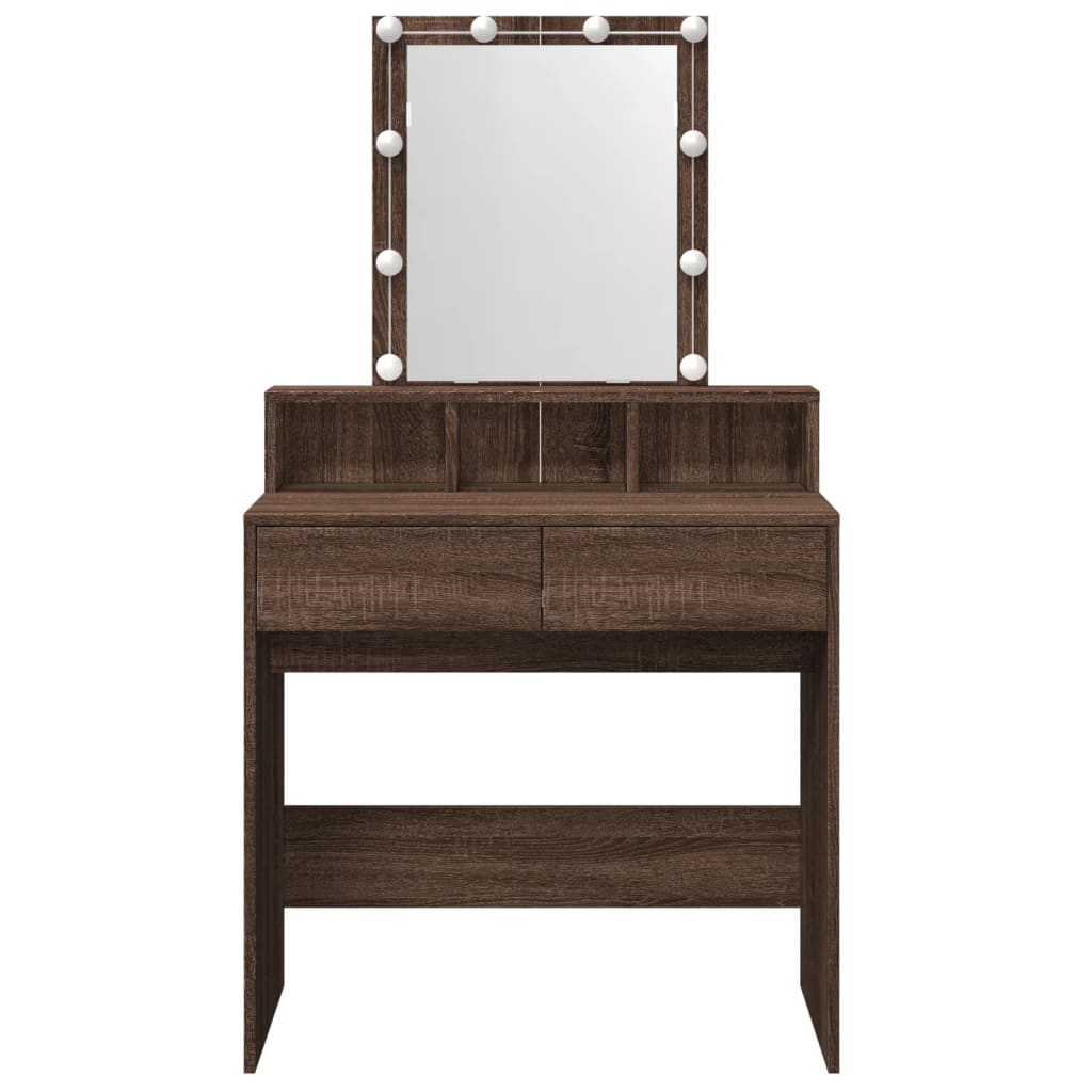 Dressing Table with LED Brown Oak 80x41x144.5 cm - Bend