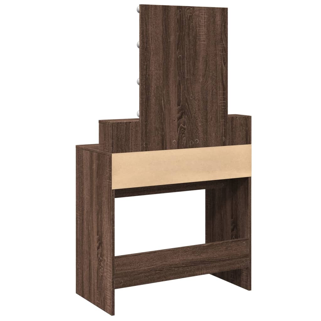 Dressing Table with LED Brown Oak 80x41x144.5 cm - Bend