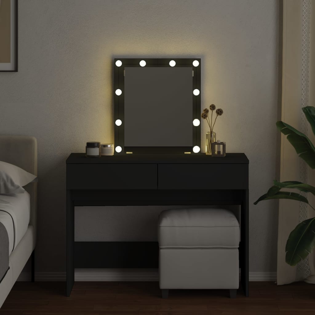 Dressing Table with LED Black 100x40x130 cm - Bend