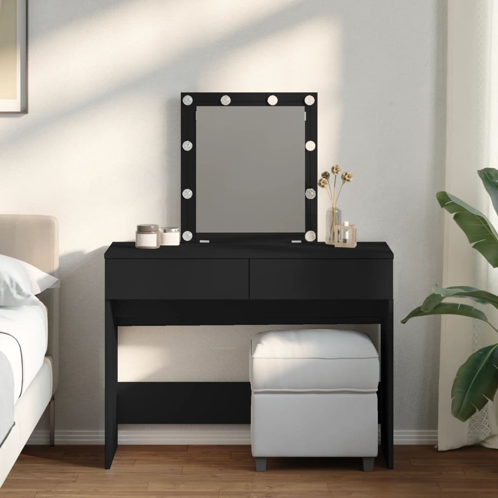 Dressing Table with LED Black 100x40x130 cm - Bend