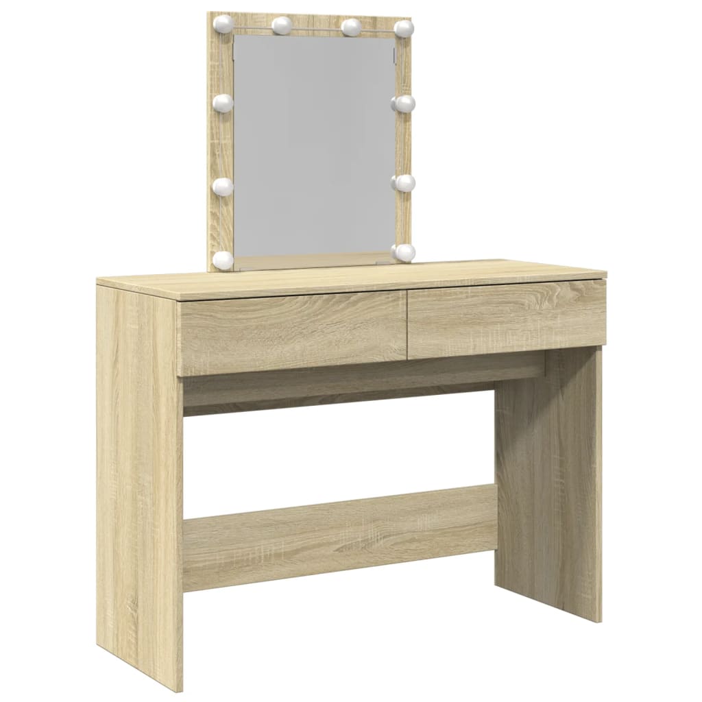 Dressing Table with LED Sonoma Oak 100x40x130 cm - Bend