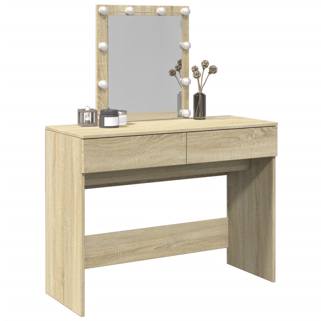 Dressing Table with LED Sonoma Oak 100x40x130 cm - Bend