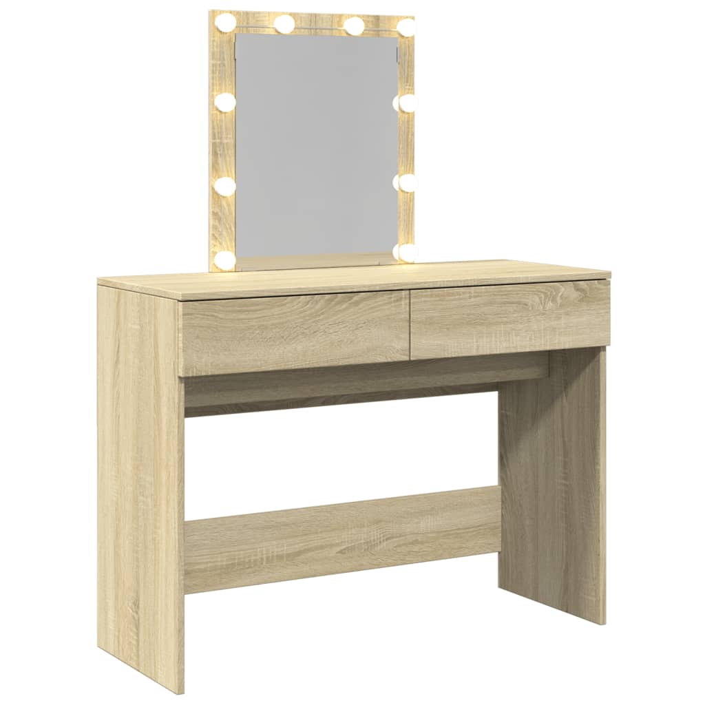 Dressing Table with LED Sonoma Oak 100x40x130 cm - Bend