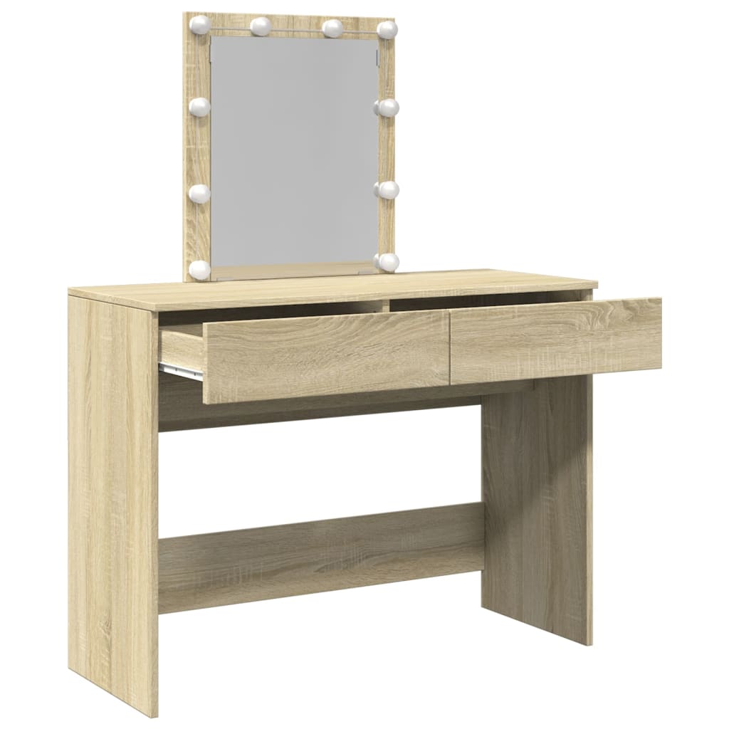 Dressing Table with LED Sonoma Oak 100x40x130 cm - Bend