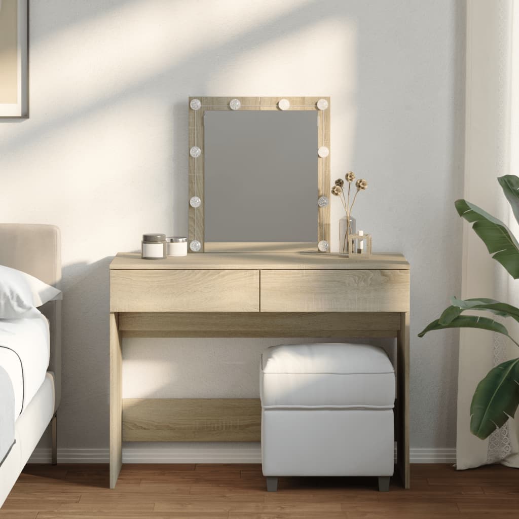 Dressing Table with LED Sonoma Oak 100x40x130 cm - Bend