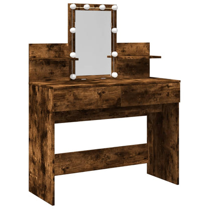 Dressing Table with LED Smoked Oak 100x40x130 cm - Bend