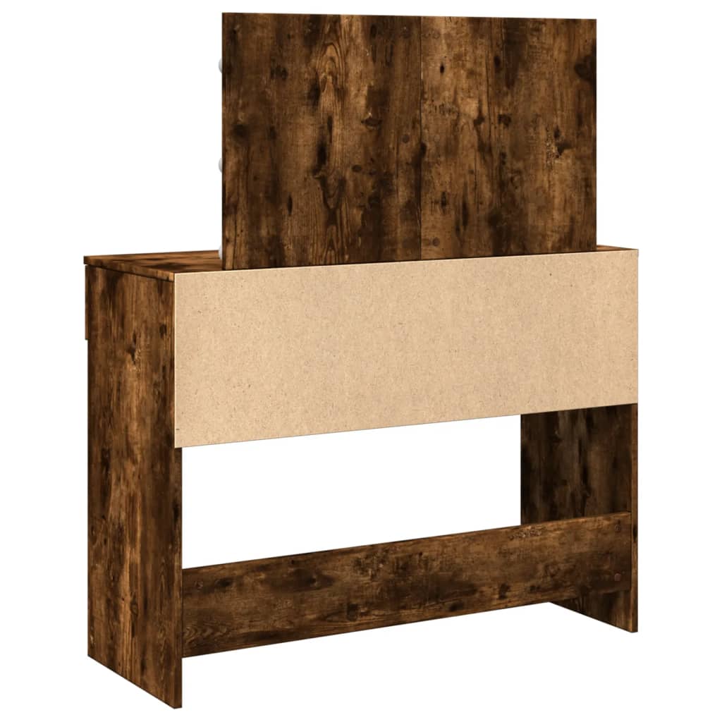 Dressing Table with LED Smoked Oak 100x40x120 cm - Bend