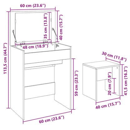 Dressing Table and Stool White 60x40x113.5 cm - Bend