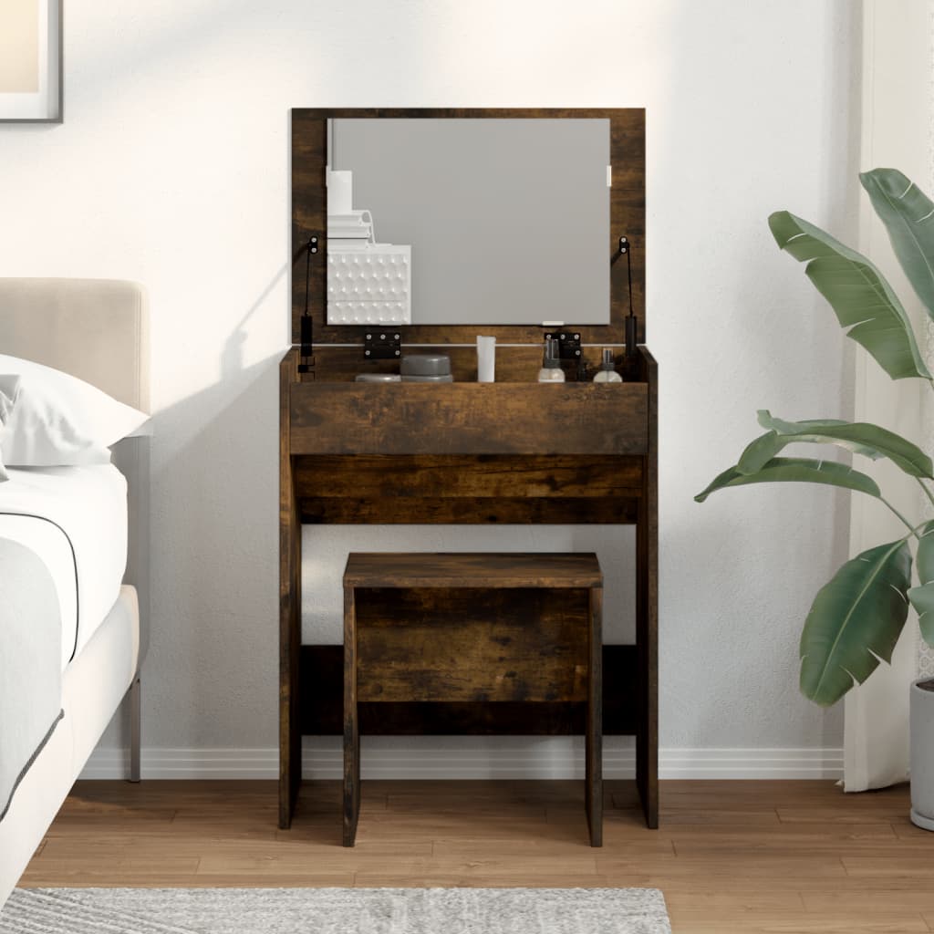 Dressing Table and Stool Smoked Oak 60x40x113.5 cm - Bend