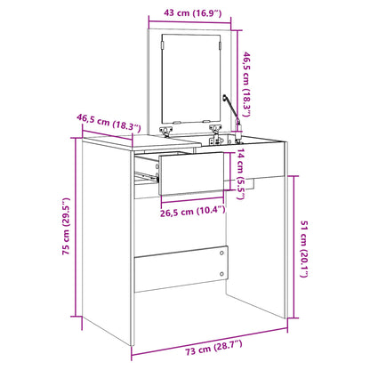 Dressing Table with Mirror White 73x46.5x120 cm - Bend