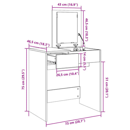 Dressing Table with Mirror Sonoma Oak 73x46.5x120 cm - Bend