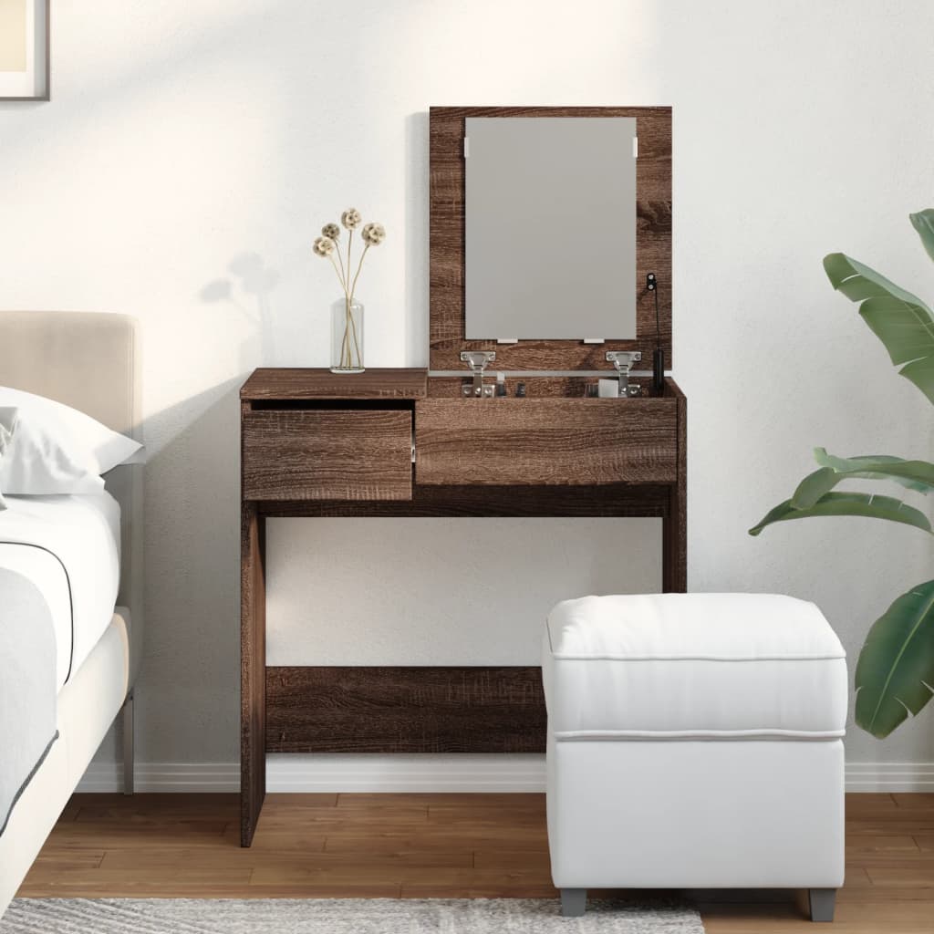 Dressing Table with Mirror Brown Oak 73x46.5x120 cm - Bend