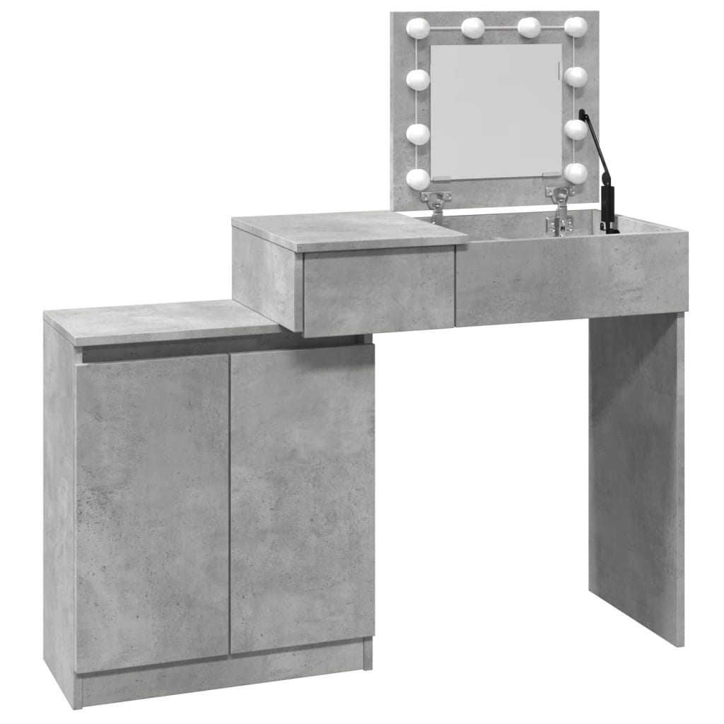 Dressing Table with LED Concrete Grey 115x37x110.5 cm - Bend