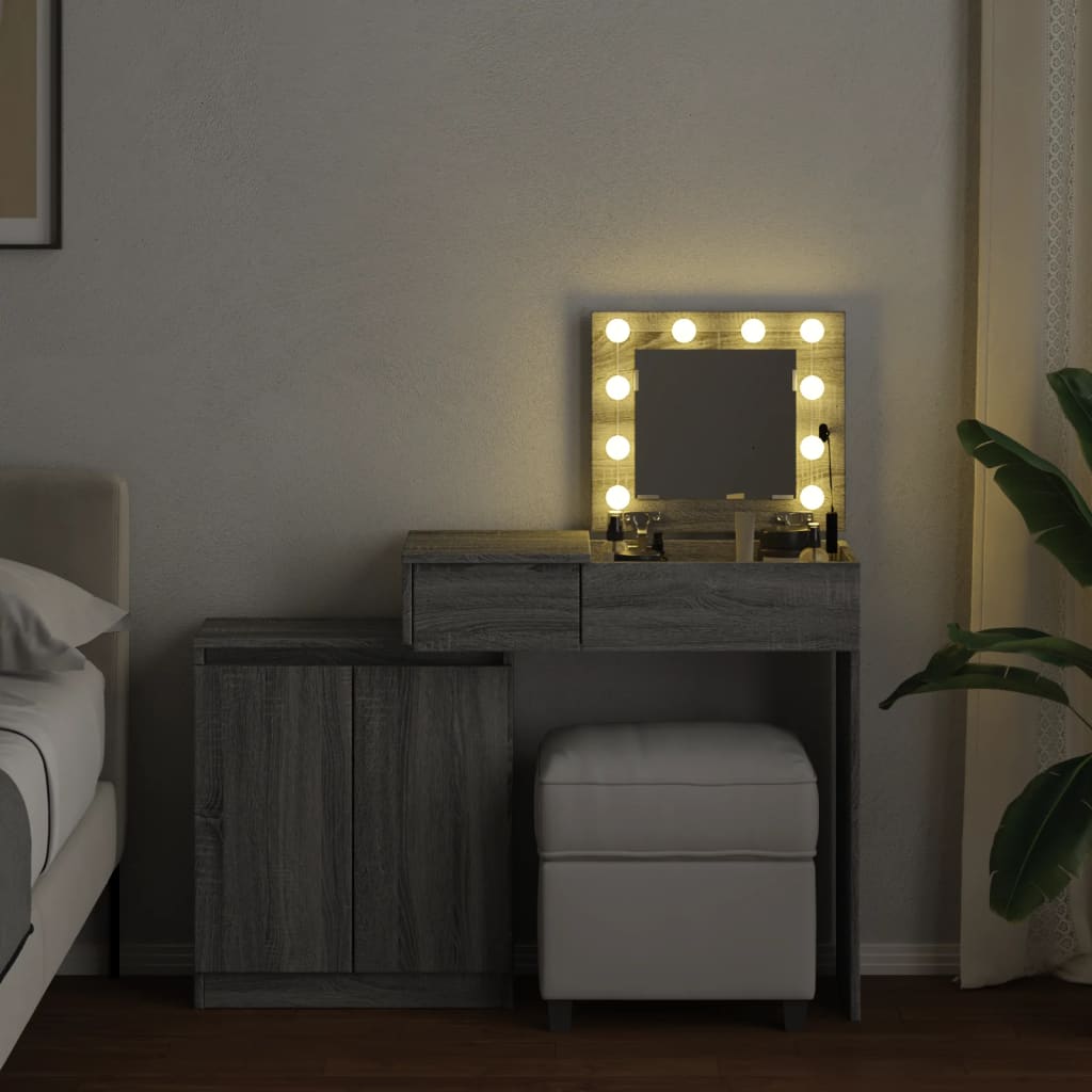 Dressing Table with LED Grey Sonoma 115x37x110.5 cm - Bend