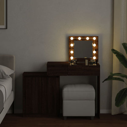 Dressing Table with LED Brown Oak 115x37x110.5 cm - Bend