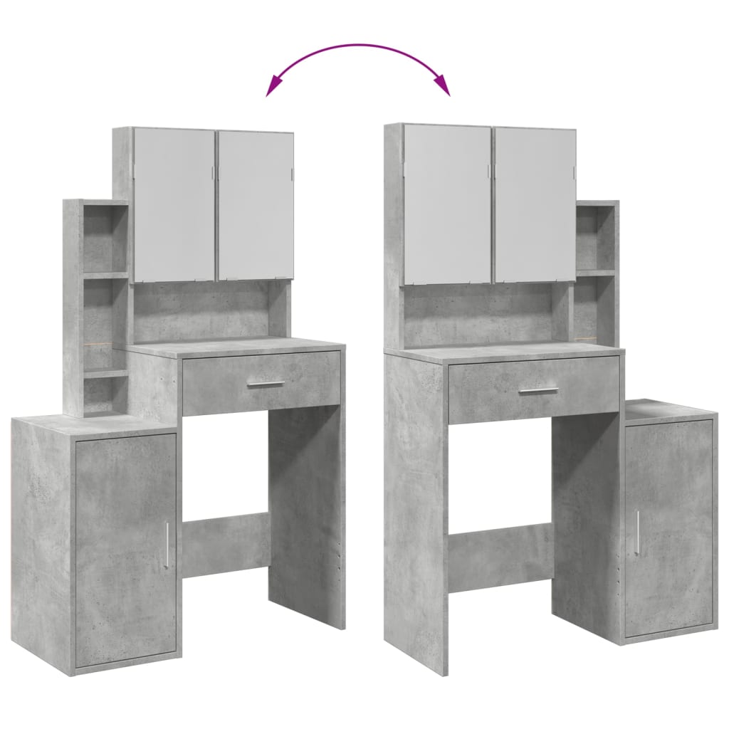 Dressing Table with Cabinet Concrete Grey 80x35x132 cm - Bend