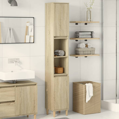 Bathroom Cabinet Sonoma Oak 30x30x190 cm Engineered Wood - Bend