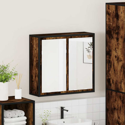 Bathroom Mirror Cabinet Smoked Oak 65x20x60 cm Engineered Wood - Bend