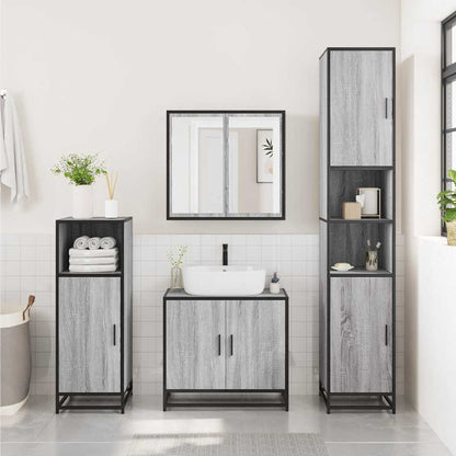 Bathroom Mirror Cabinet Grey Sonoma 65x20x60 cm Engineered Wood - Bend