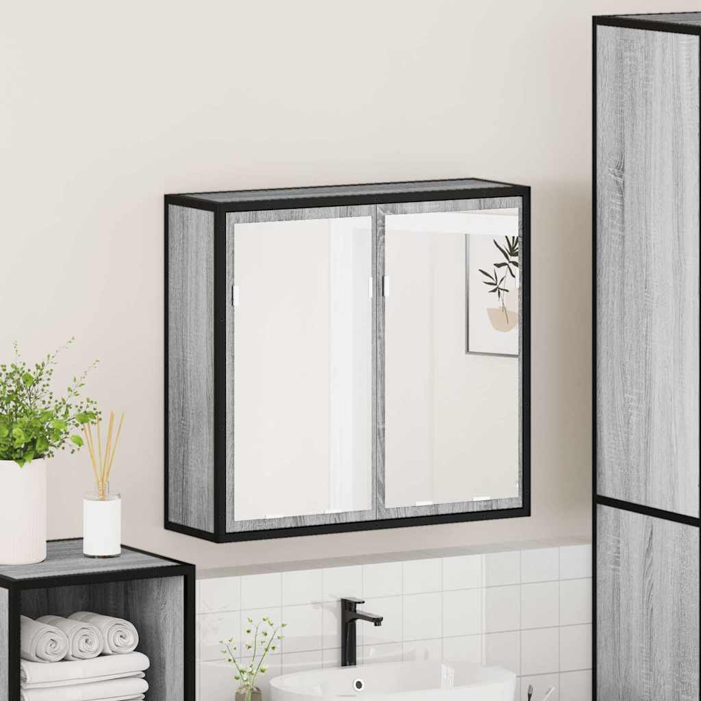 Bathroom Mirror Cabinet Grey Sonoma 65x20x60 cm Engineered Wood - Bend