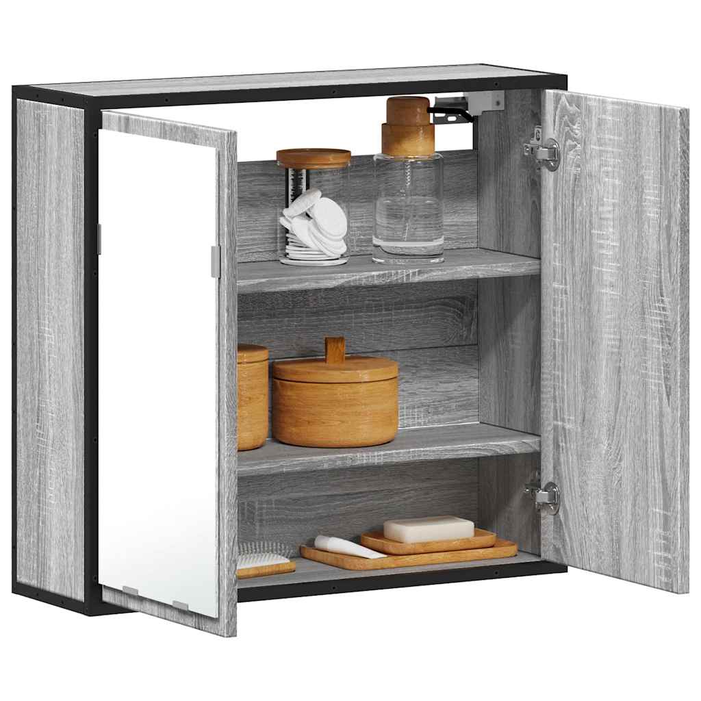 Bathroom Mirror Cabinet Grey Sonoma 65x20x60 cm Engineered Wood - Bend