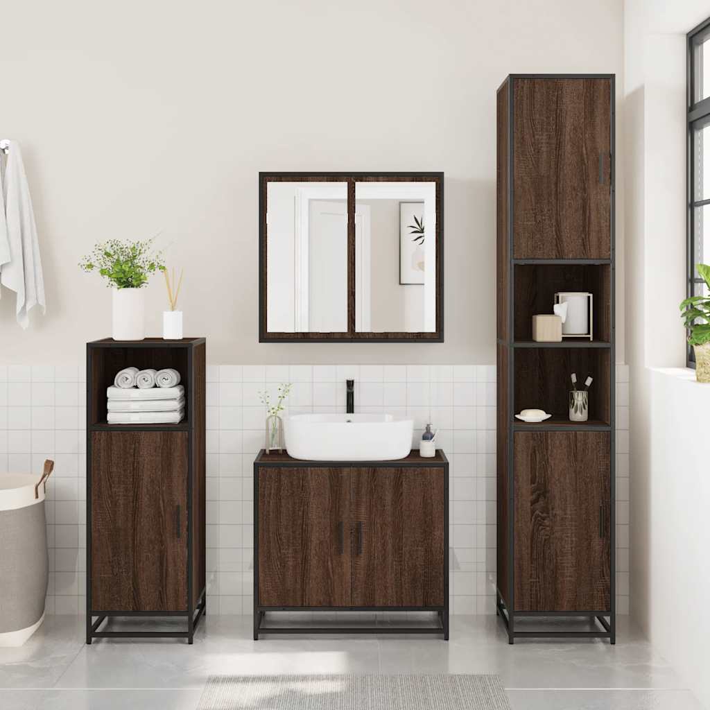 Bathroom Mirror Cabinet Brown Oak 65x20x60 cm Engineered Wood - Bend