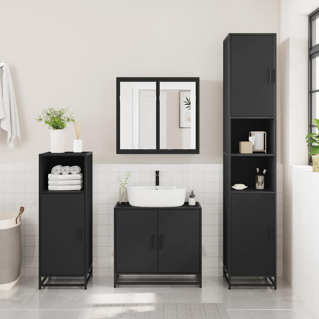 Bathroom Mirror Cabinet Black 65x20x60 cm Engineered Wood - Bend