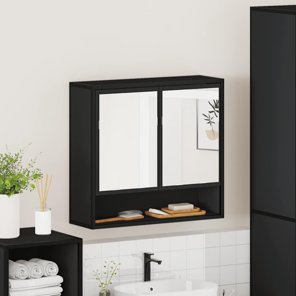 Bathroom Mirror Cabinet Black 65x20x60 cm Engineered Wood - Bend