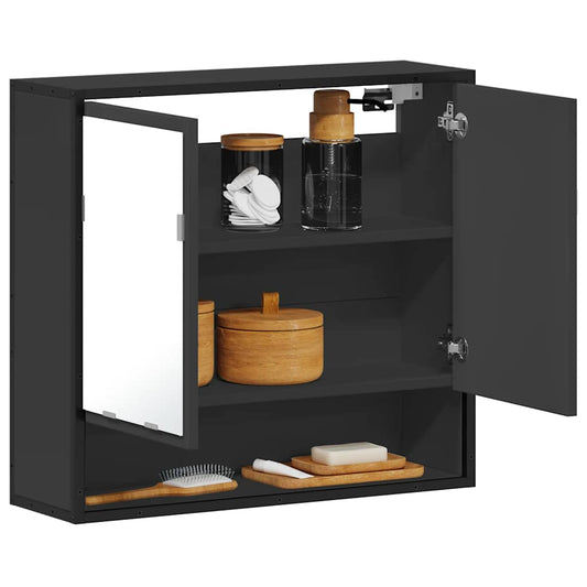 Bathroom Mirror Cabinet Black 65x20x60 cm Engineered Wood - Bend