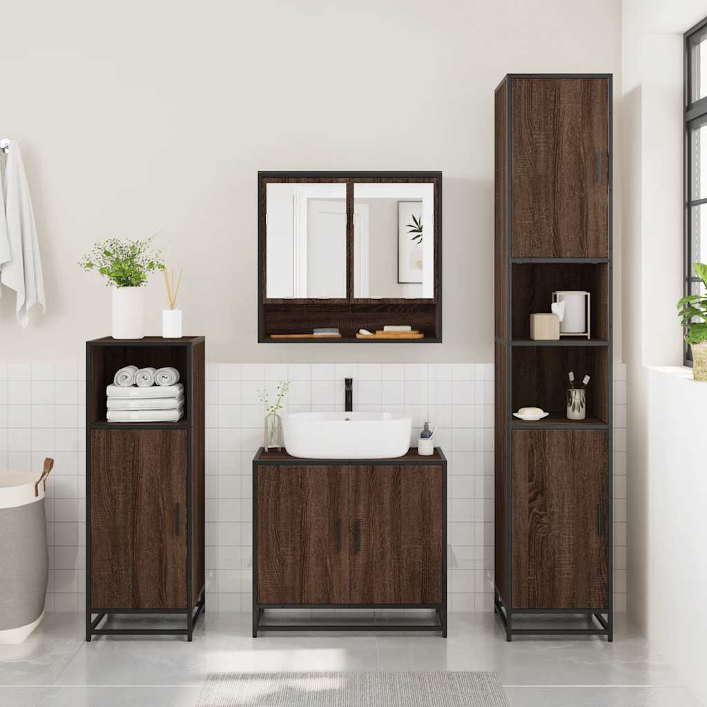 Bathroom Mirror Cabinet Brown Oak 65x20x60 cm Engineered Wood