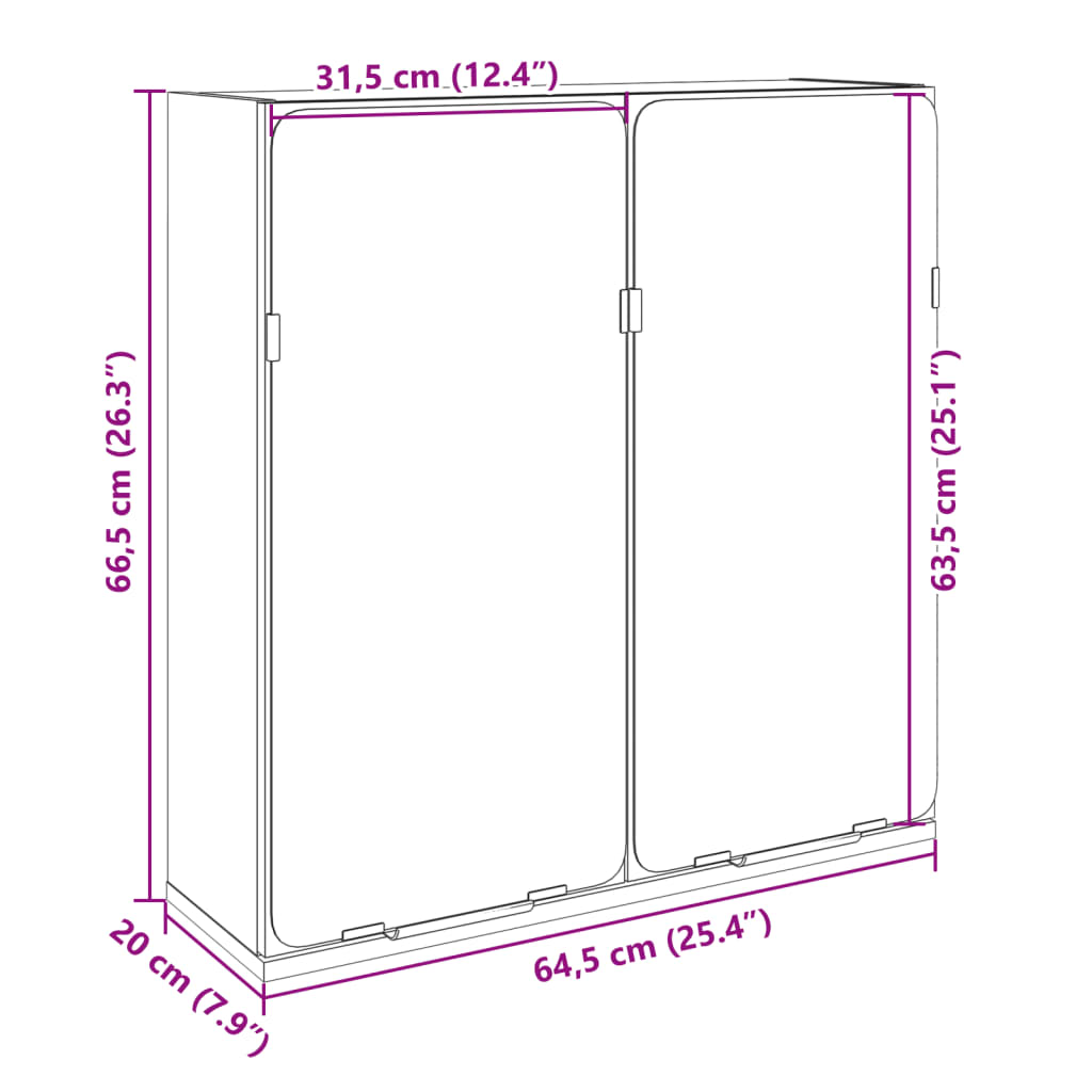 Bathroom Mirror Cabinet Sonoma Oak 64.5x20x66.5 cm Engineered Wood - Bend