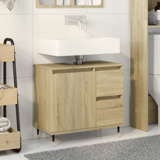 Bathroom Sink Cabinet Sonoma Oak 65x33x60 cm Engineered Wood - Bend