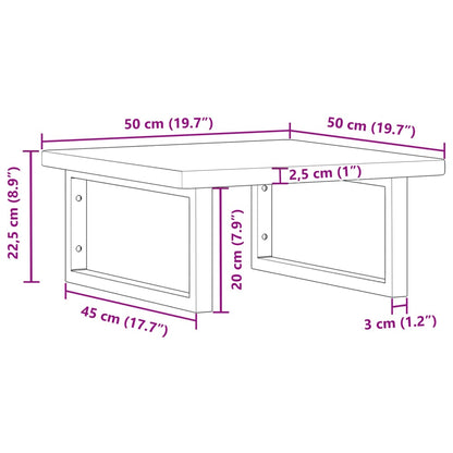 Wall-Mounted Basin Shelf with Oak Wood Top and Steel Bracket