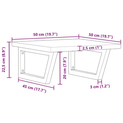 Wall-Mounted Basin Shelf with Solid Oak Top and Steel Brackets