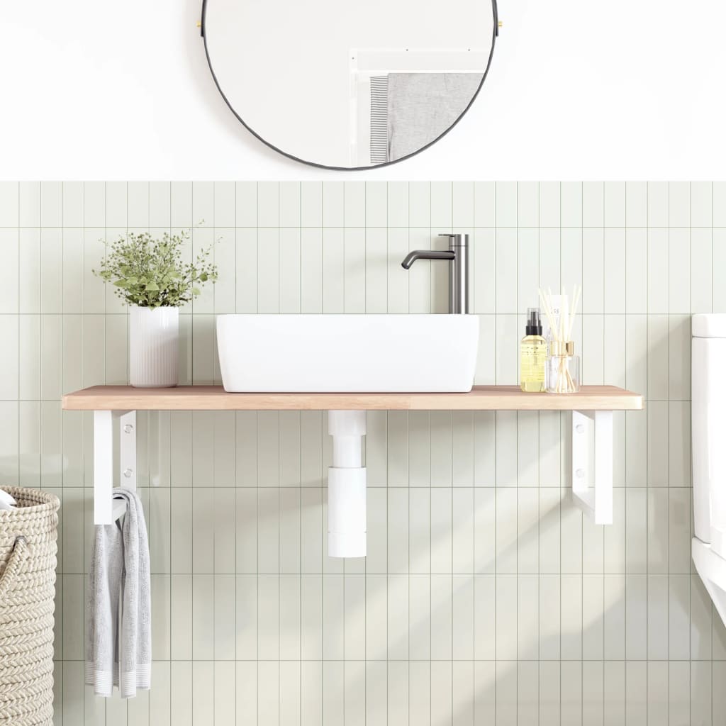 Steel and Solid Oak Wall Basin Shelf