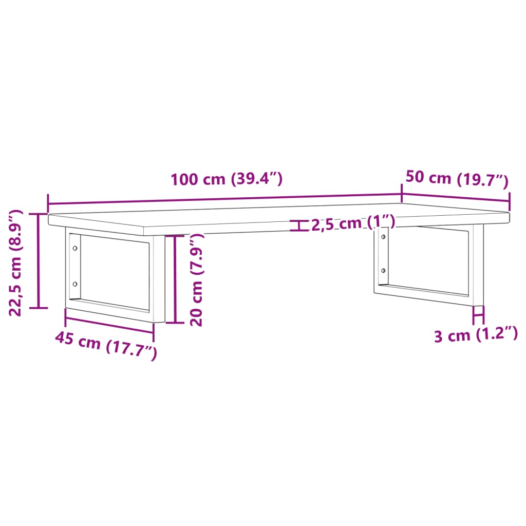 Steel and Solid Oak Wall Basin Shelf