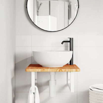 Steel and Solid Oak Wall Basin Shelf