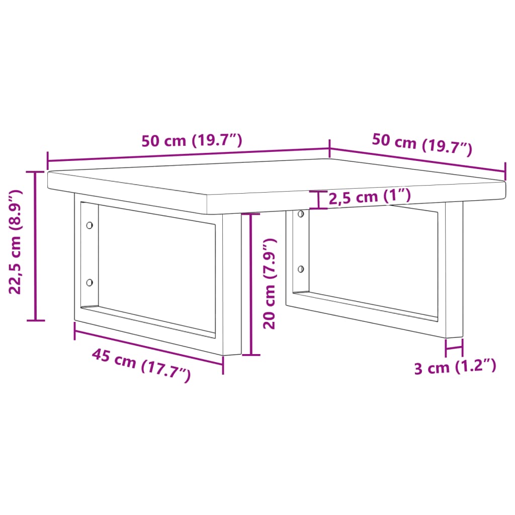 Steel and Solid Oak Wall Basin Shelf