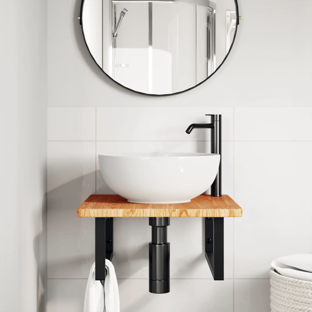 Floating Basin Shelf in Steel and Oak Wood