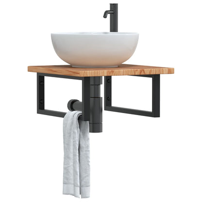 Floating Basin Shelf in Steel and Oak Wood