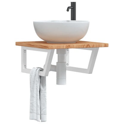 Steel and Oak Floating Basin Shelf