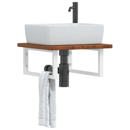 Floating Oak and Steel Basin Shelf