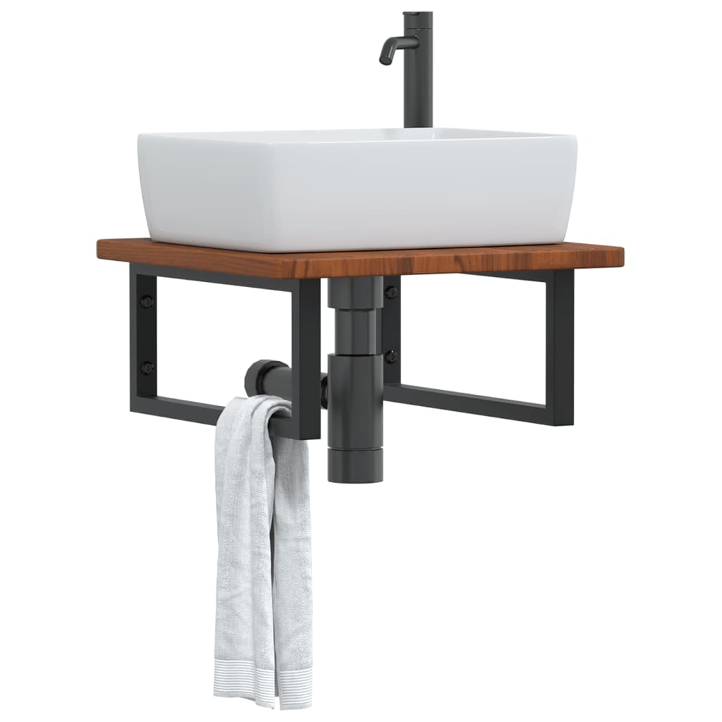 Floating Basin Shelf in Steel and Oak Wood