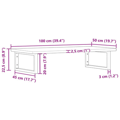 Wall-Mounted Basin Shelf with Oak Wood Top and Steel Bracket