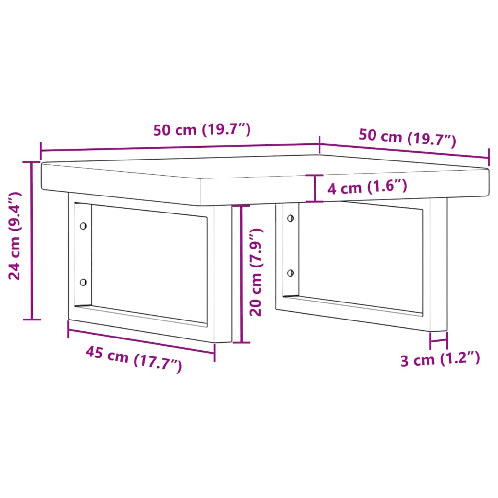 Floating Basin Shelf in Steel and Oak Wood