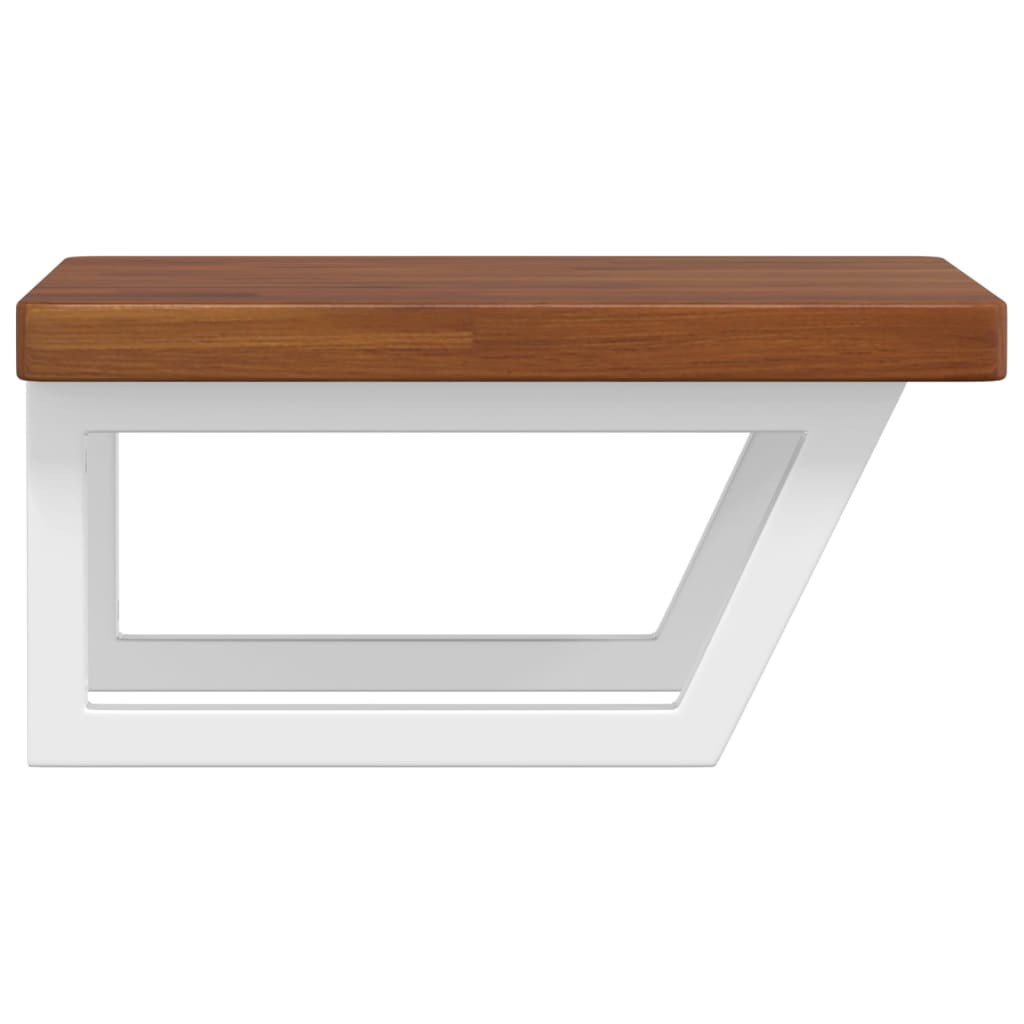 Wall-Mounted Basin Shelf with Solid Oak Top and Steel Brackets