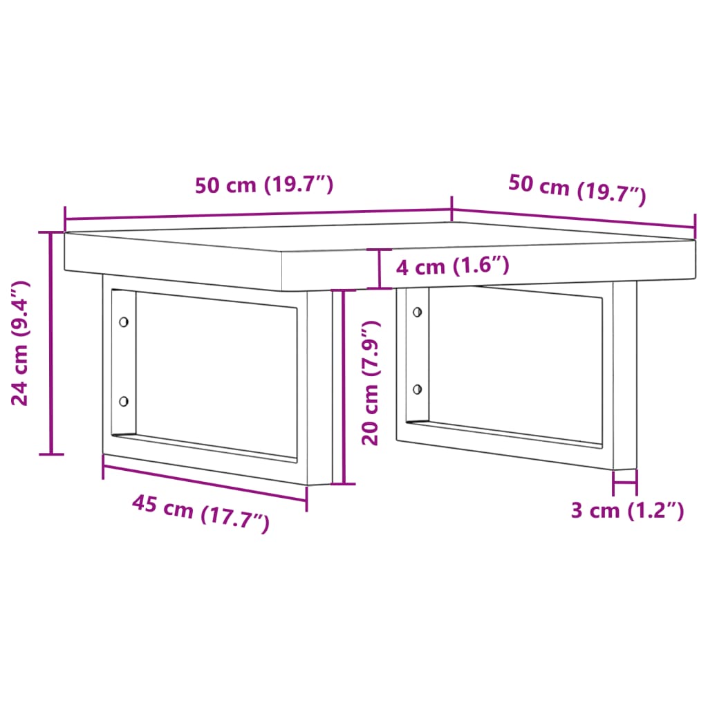 Wall-Mounted Basin Shelf with Beech Wood Top and Steel Supports